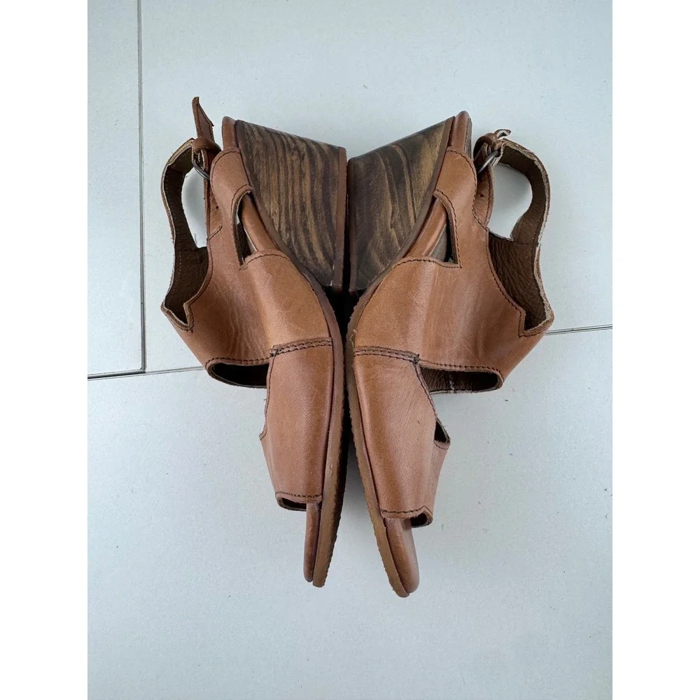 Seal of the Sutro San Francisco Leather‎ Slingback Wedge Sandals Size 7.5 Boho